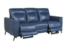 Steve Silver Sansa Leather Dual Power Reclining Sofa in Ocean Blue