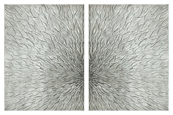 40x30 Hand Painted Textured Canvas - Pearl Silver