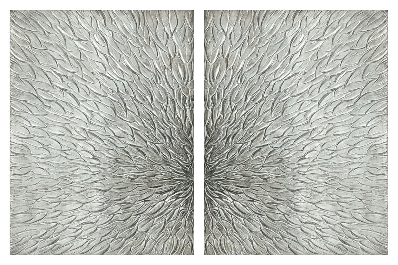 40x30 Hand Painted Textured Canvas - Pearl Silver