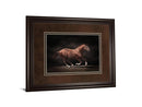 Stallion On Black By Edoma Photo - Framed Print Wall Art - Dark Brown