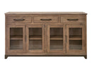 Natural Parota 3 Drawers and 4 Glass Doors, Console