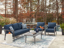 Gali - Sofa / Chairs / Table Set (Set of 4) - Gray / Blue