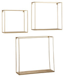 Efharis - Wall Shelf Set (Set of 3) - Natural / Gold Finish