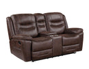 Steve Silver Stetson Manual Reclining Console Loveseat in Merlot