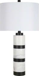 "Marble Harmony" Marble Table Lamp - White Marble / Matte Black