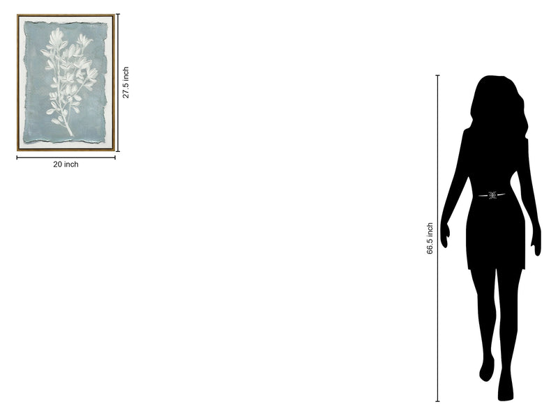 "Whispering Blooms II" Hand-Embellished Canvas In Frame - Blue / White / Wood