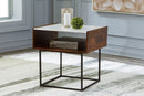 Rusitori - Rectangular End Table - Brown / Beige / White
