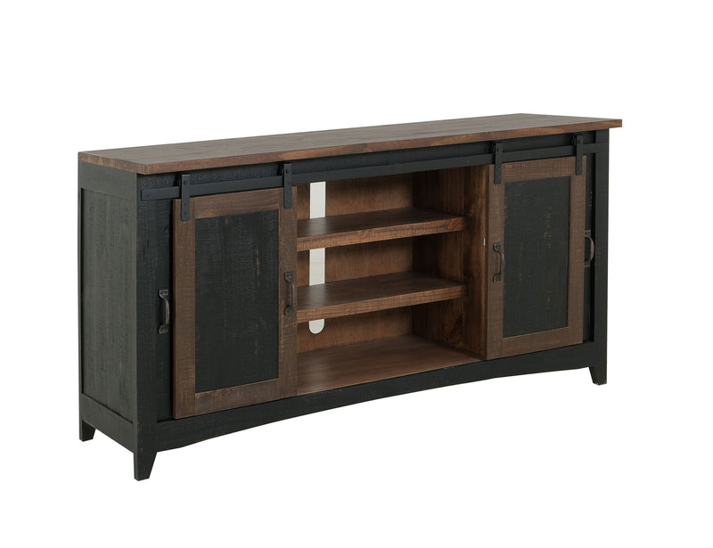 Pueblo Black - TV Stand / Console / Wall Unit - Black / Medium Brown