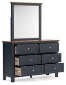 Landocken - Dresser and Mirror - Brown / Blue