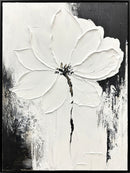 "Ethereal Blossom II" Hand-Painted Canvas In Frame - White / Black