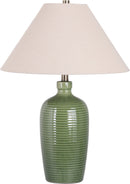 "Verdant Elegance" Ceramic Table Lamp (Set of 2) - Sage Green / Asb