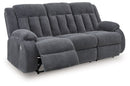 Observation - Reclining Power Sofa With Drop Down Table - Steel