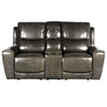 Steve Silver Laurel Leather Dual Power Reclining Console Loveseat in Grey