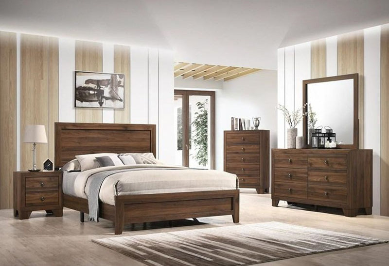Crown Mark Millie Full Panel Bed in Brown Cherry