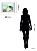 Barn Country By White Ladder - Mirror Framed Print Wall Art - Beige