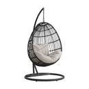 Playa - Swing Egg Chair With Base And Pillar - Dark Gray / Beige
