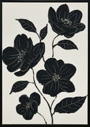 "Nocturnal Blooms II" Hand-Painted Canvas In Frame - Black / White / Canvas