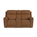 Mustang - Power Motion Loveseat With Console, Power Headrest And Lumbar - Butternut
