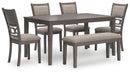 Wrenning - Dining Room Table Set (Set of 6) - Gray