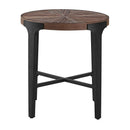 Chevron - Round End Table - Brown