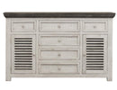 Stone 6 Drawer and 2 Doors Console Ivory and Stone Finish