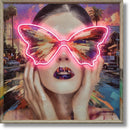 Electric Butterfly Gaze - 33" x 33" Framed Wall Art