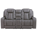 Daniel - Triple Power Leather Theater Loveseat - Gray