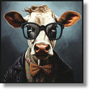 Hipster Bowtie Bovine - 25" x 25" Framed Wall Art