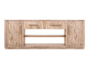 White Balam Wall Unit, TV Stand 80" with Electric Fireplace Insert
