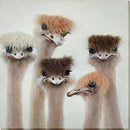"Feathered Expressions" Hand-Embellished Canvas With Hair - Neutral / Tan / White / Brown