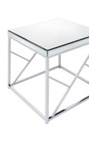 Evelyn - Mirror Top End Table - Silver