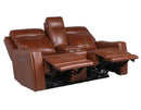 Steve Silver Natalia Leather Dual Power Reclining Console Loveseat in Coach