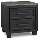 Foyland - Two Drawer Night Stand - Black / Brown