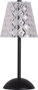 "Crystal Radiance I" Rechargeable LED Metal Accent Lamp (Set of 2) - Matte Black / Clear