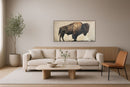 "Majestic Bison" Hand-Embellished Canvas In Frame - Brown / Earthy Tones