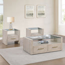 Garland - 3 Piece Glass Top Table Set, 2 Ends & Coffee - Washed Parchment
