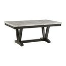 Everdeen - Dining Table With White Faux Marble Top - Charcoal