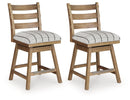 Ridgester - Upholstered Swivel Barstool (Set of 2) - Light Brown - Austin's Furniture Depot (Austin,TX)