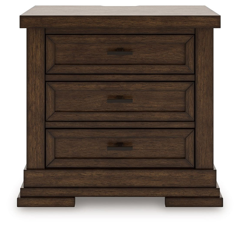 Taffenbrook - Medium Brown - Three Drawer Night Stand