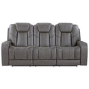 Daniel - Triple Power Leather Theater Sofa - Gray