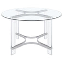 Keeling - 5 Piece Round Glass Top Acrylic Dining Set - Chrome