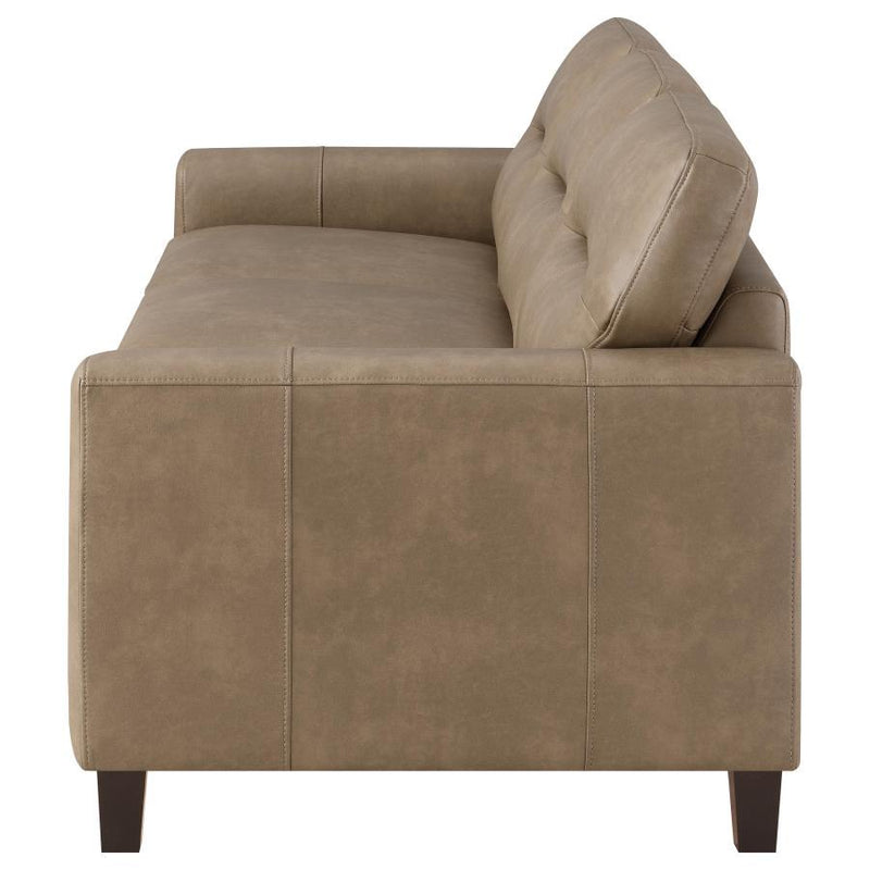 Scotland - Faux Leather Upholstered Track Arm Sofa