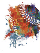 Baseball Splash By Cat Thurman Designs (Framed) - Orange