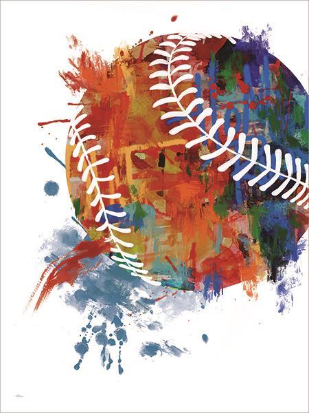 Baseball Splash By Cat Thurman Designs (Framed Small) - Orange