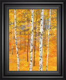 Iridescent Trees IV By Alex Jawdokimov - Framed Print Wall Art - Yellow