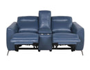 Steve Silver Sansa Leather Dual Power Reclining Console Loveseat in Ocean Blue