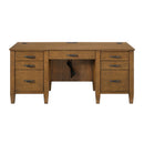 Portico - Double Pedestal Desk With Power / USB - Brown Oak