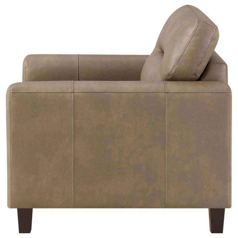 Scotland - Faux Leather Upholstered Track Arm Chair
