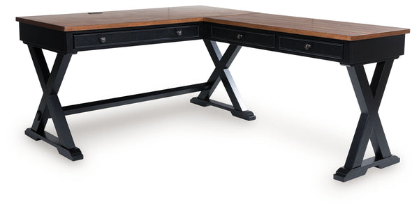 Wildenauer - Brown / Black - Home Office Desk And Return