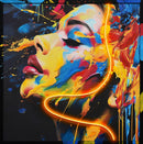 "VIVid Visage" Hand-Embellished LED In Frame - Black / Multicolor